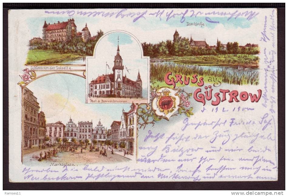 GÜSTROW - Mehrbild Litho 1900 - Güstrow