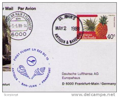 Antigua & Barbuda First Flight Mit Luftpost Air Mail Lufthansa DC10 Crustacés Coquillages Faune Animaux Animals  Sp1829 - Crustaceans