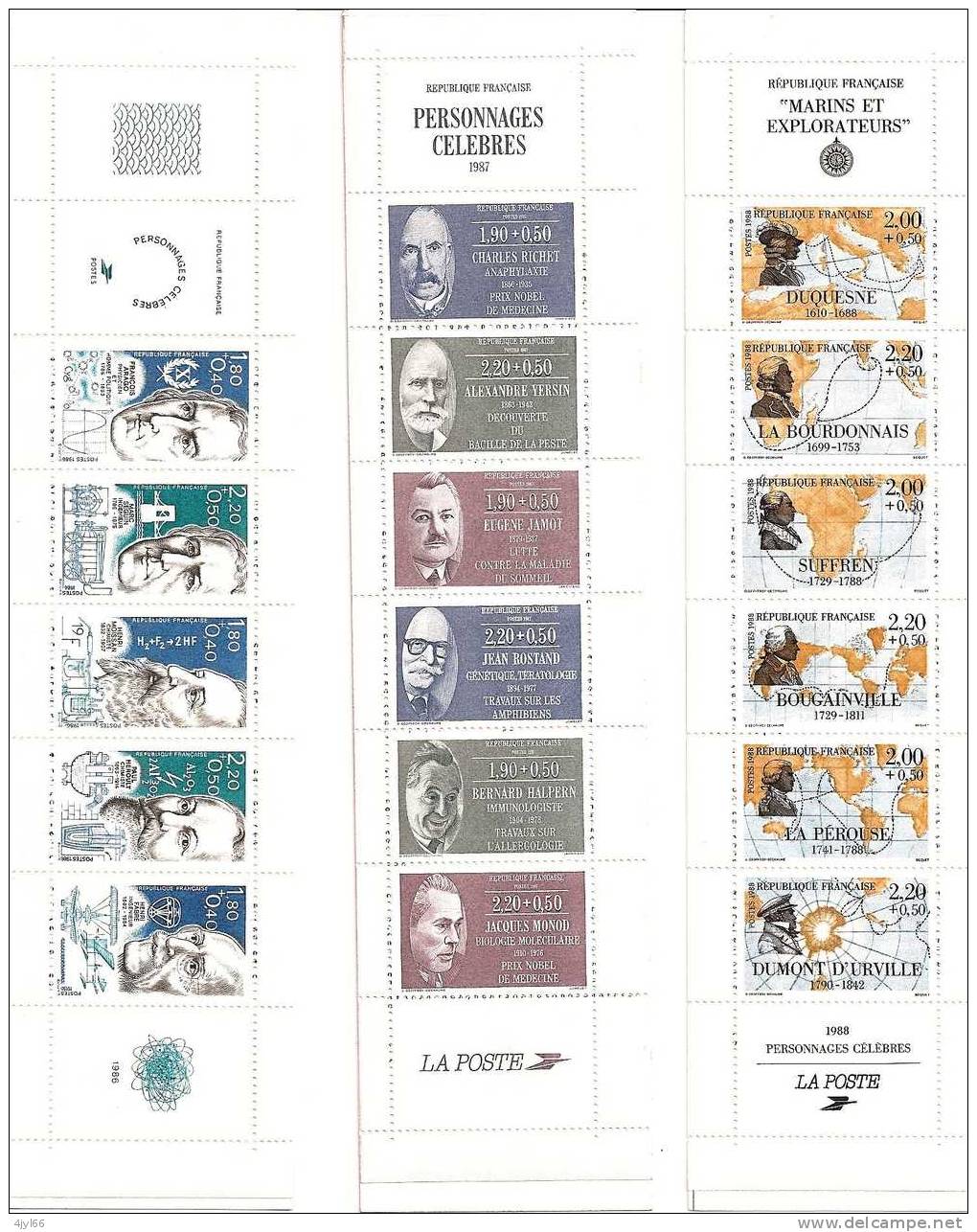 LOT De 3 CARNETS PERSONNAGES : 1986, 1987, 1988 - Neufs LUXE** NON PLIÉS - Cote YVERT 2003 : 24,05 € - Personnages