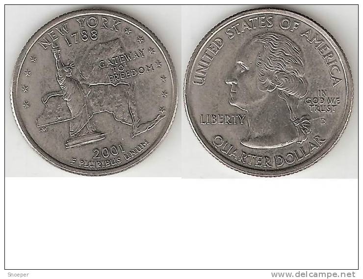 Usa 1/4 Dollar 2001 D Km 318 Unc - 1999-2009: State Quarters