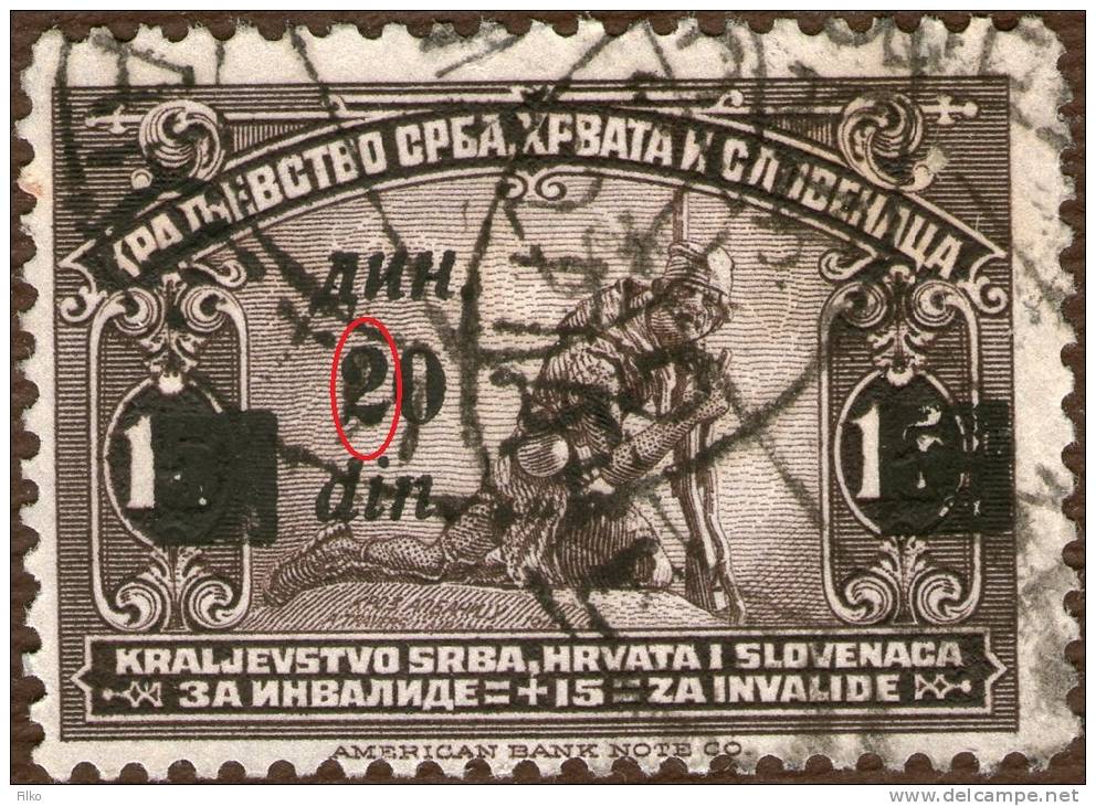 Yugoslavia 1921 Overprint 20/15 Para,Mi#167II,plane Foot Of " 2 " On Overprint  Value 20,as Scan - Used Stamps