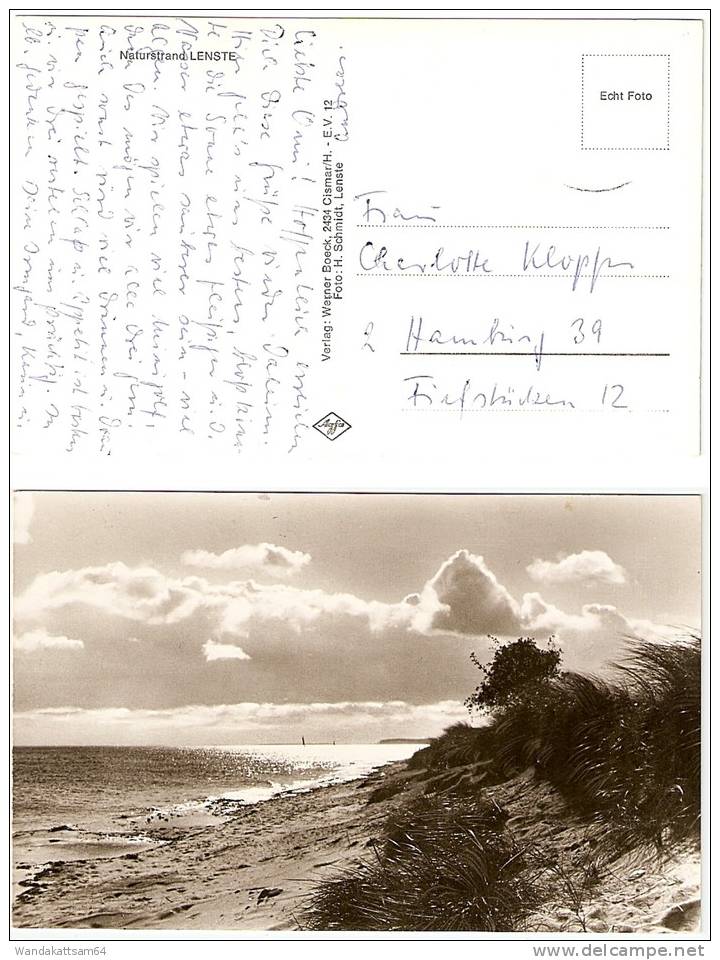 AK 12 Naturstrand LENSTE Briefmarke Entfernt NACH 2 Hamburg 39 Echt Foto: H. Schmidt Verlag: Werner Boeck; 2434 Cismar/H - Grömitz