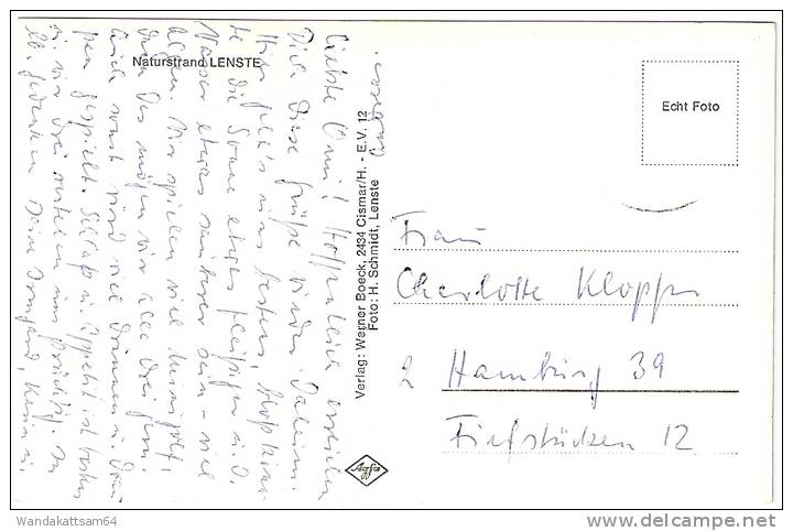 AK 12 Naturstrand LENSTE Briefmarke Entfernt NACH 2 Hamburg 39 Echt Foto: H. Schmidt Verlag: Werner Boeck; 2434 Cismar/H - Grömitz