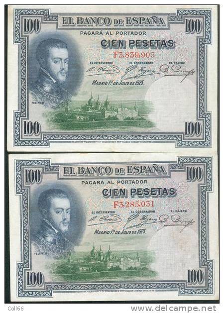 3 Billets El Banco De Espana De 100 Cien Pesetas Madrid 1 Julio 1925 Très Propres Postage Inclus/Europe - 100 Pesetas