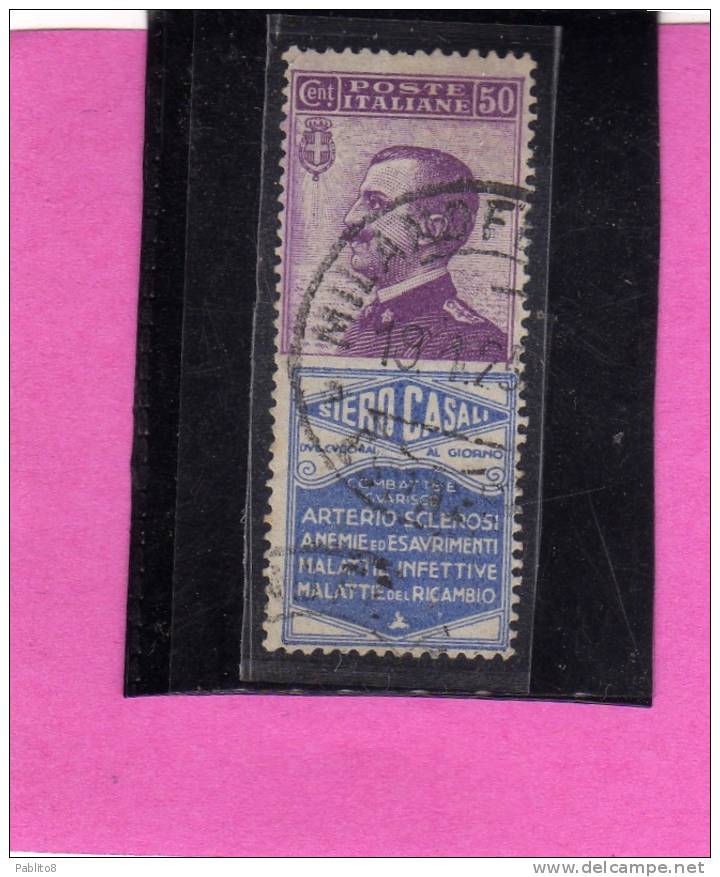 ITALIA REGNO ITALY KINGDOM 1924- 1925 PUBBLICITARI CASALI CENT. 50  TIMBRATO USED - Publicité