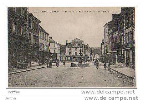 14 LIVAROT - Place De La Fontaine Et Rue De Falaise - Livarot