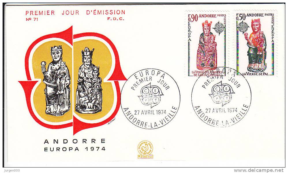 Frans-Andorra, Nr 258/259 FDC, Michel = 35 Euro (XX06266) - 1974