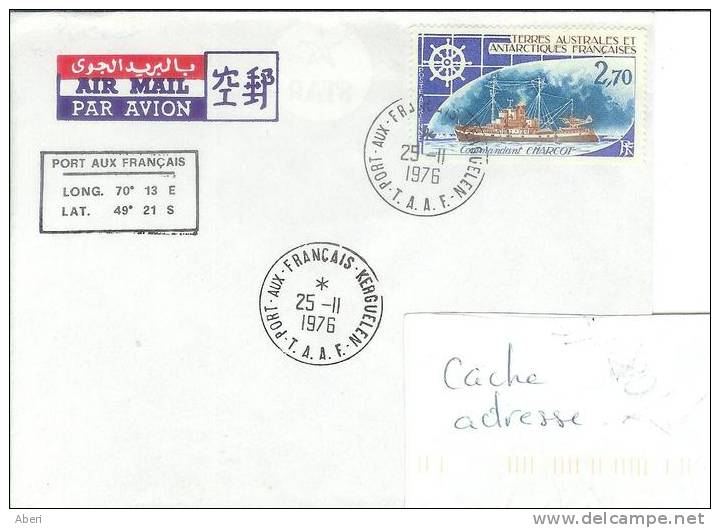 6296  TAAF - PA 45 - KERGUELEN - Cdt CHARCOT - Lettres & Documents