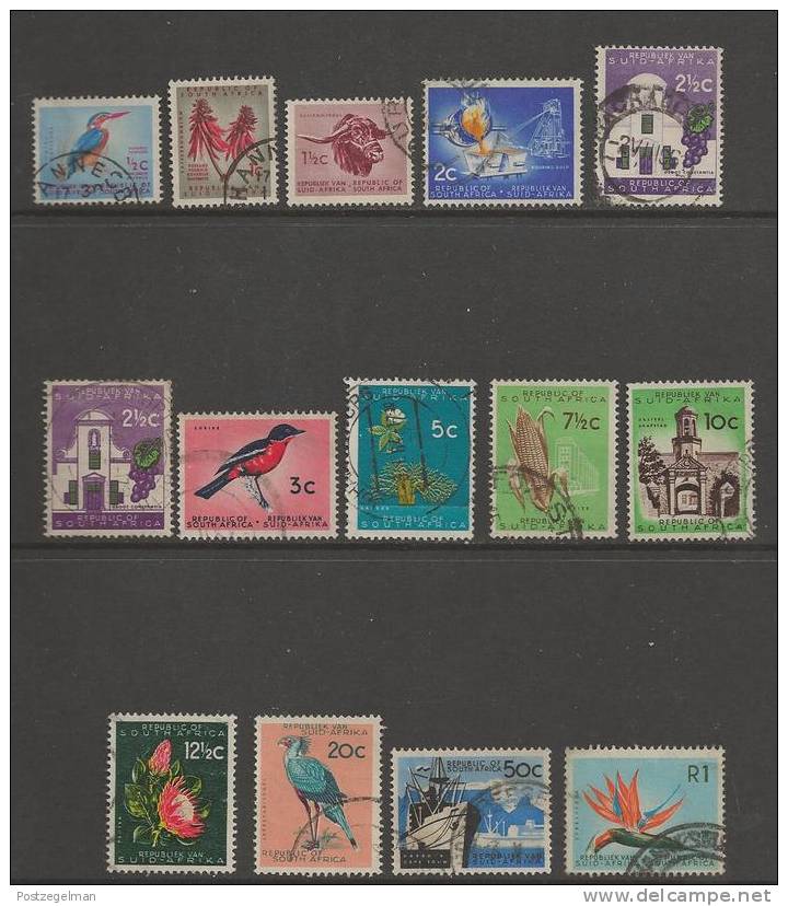 REPUBLIC OF SOUTH AFRICA  1961 Used  Stamp(s)  Definitives Complete 197-209 #12219 - Usati