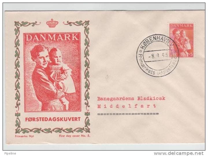 Denmark FDC 8-9-1943 With Nice Royal Cachet - FDC