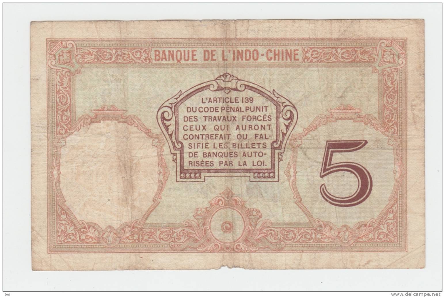 New Caledonia Noumea 5 Francs 1926 AVF P 36b 36 B - Nouméa (Neukaledonien 1873-1985)