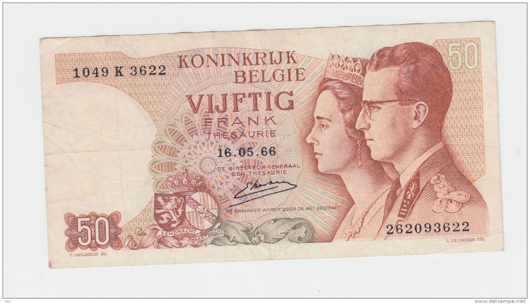 BELGIUM 50 FRANCS 1966 VF P 139 - Sonstige & Ohne Zuordnung