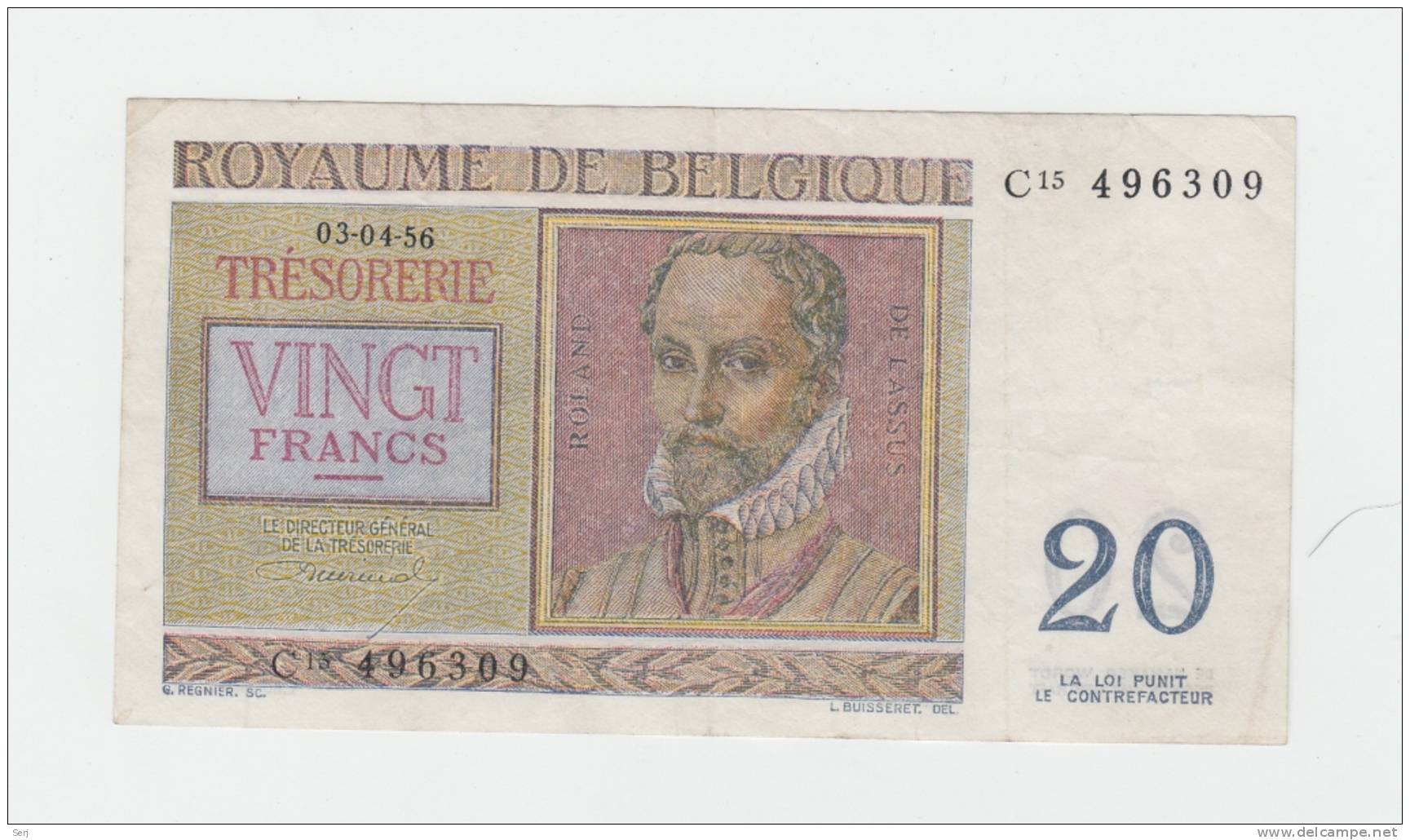 Belgium BELGIQUE 20 Francs 3-4- 1956 VF++ CRISP Banknote P 132b 132 B - Altri & Non Classificati