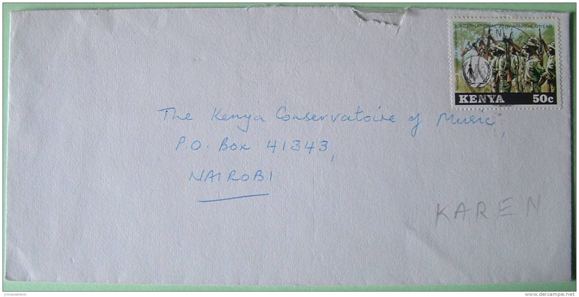 Kenya 1979 Cover To Nairobi - Soldiers And Emblem Anti-apartheid Year - Kenya (1963-...)