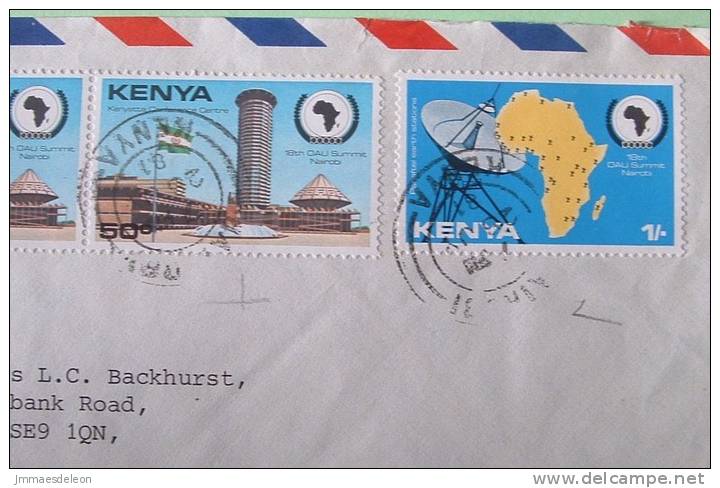 Kenya 1981 Cover To England UK - Conference Center OAU Map Satellite Antenna - Kenia (1963-...)