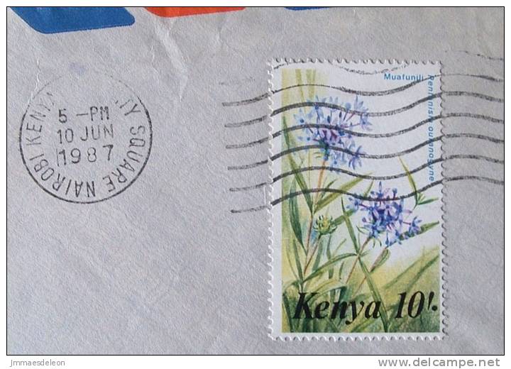 Kenya 1987 Cover To Rugby England UK - Flowers (10 Sh - Scott 259 - Cat Val = 5.25 $) - Kenya (1963-...)