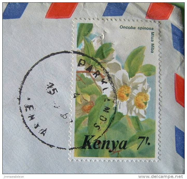 Kenya 1987 Cover To England UK - Flowers (7 Sh - Scott 354 - Cat Val = 7.00 $) - Kenya (1963-...)