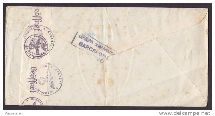 Spain Airmail Por Avion CONAC MARSAC Barcelona Cover To Dinamarca German Zensur Oberkommando Wehrmacht Barcelona Censura - Briefe U. Dokumente