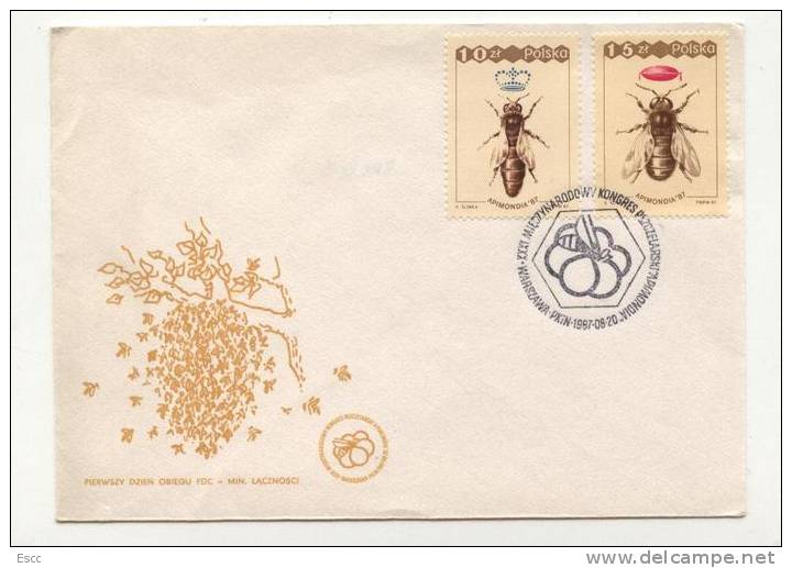FDC-s  Bees  1987  From Poland - Abejas