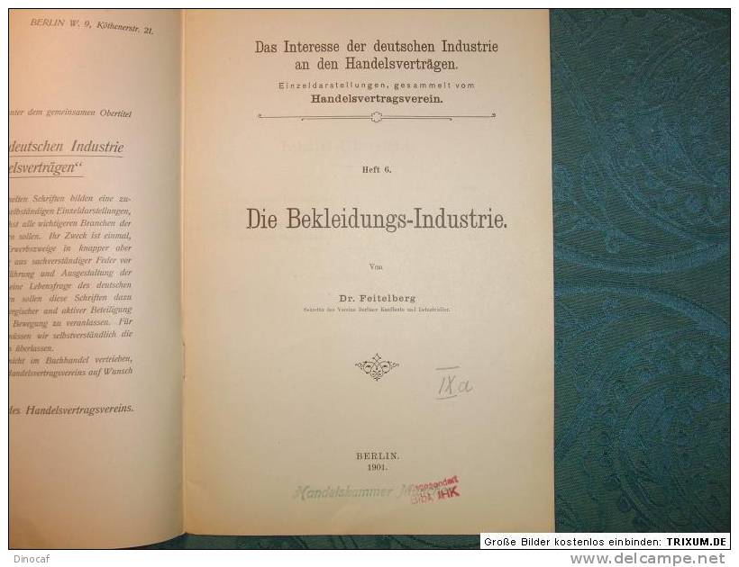 Das Interesse D. Dt. Industrie An D. Handelsverträgen, Berlin, 1901-1902, Fotos - Altri & Non Classificati