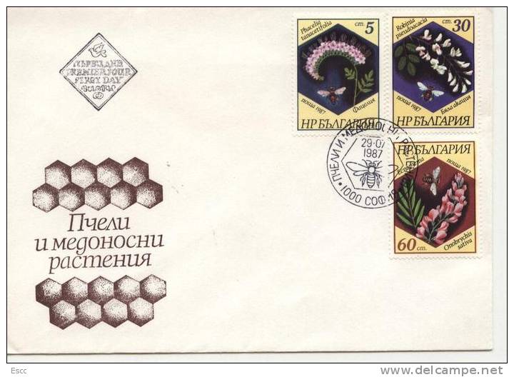 FDC-s  Bees  1987  From Bulgaria - Honeybees