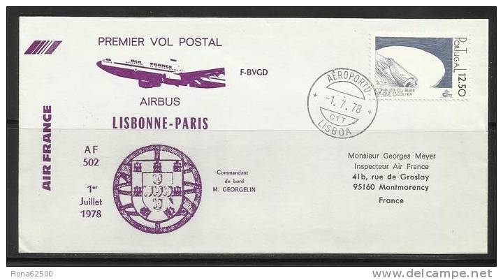 PREMIER VOL POSTAL AIRBUS . LISBONNE - PARIS .  1 . 7 .  1978 . - Primi Voli