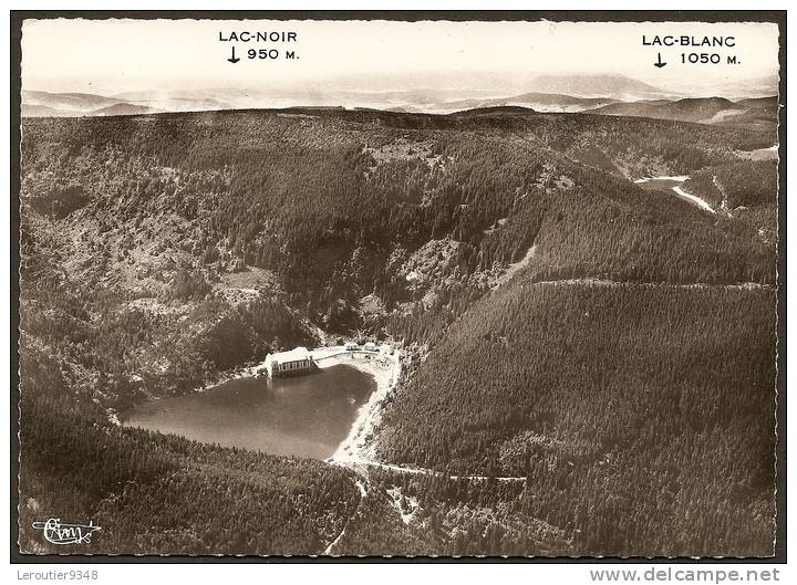 Cpsm ORBEY (68) Le Lac Noir Et Le Lac Blanc,vue Aerienne   (bon Etat) - Orbey