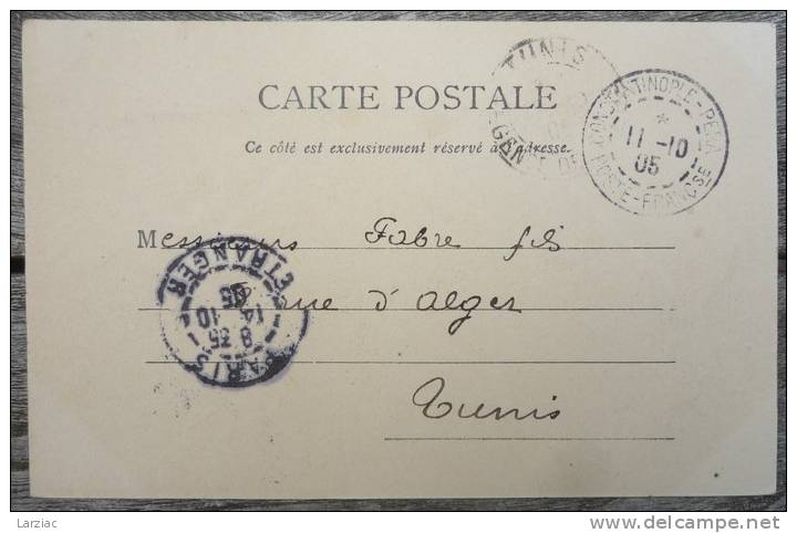 Carte Postale Constantinople Oblitération Constantinople Pera Poste Française Recto-verso - Autres & Non Classés