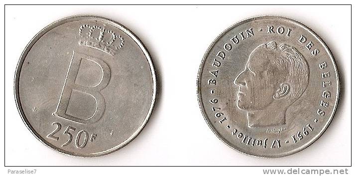 BELGIQUE   250  FRANCS   1976  ARGENT - 250 Frank