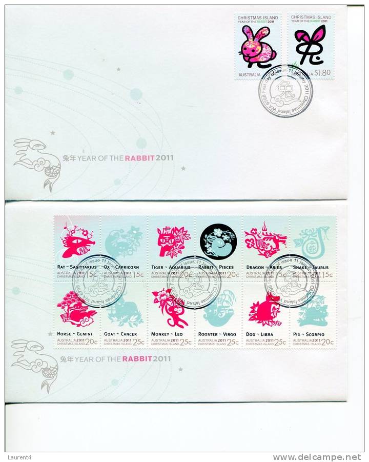 (203) Christmas Island Stamps - Ile De Christmas - FDC Chinese New Year Of Rabbit - Christmas Island