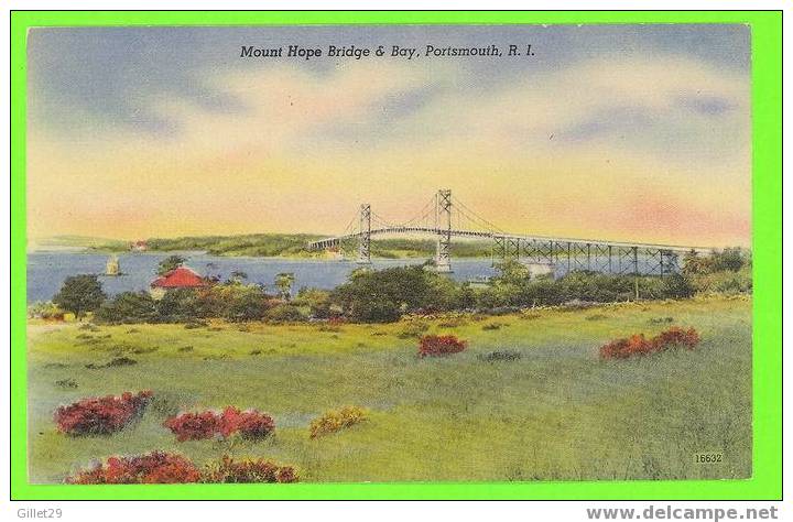 PORTSMOUTH, RI - MOUNT HOPE BRIDGE & BAY - FALL RIVER NEWS CO - - Other & Unclassified