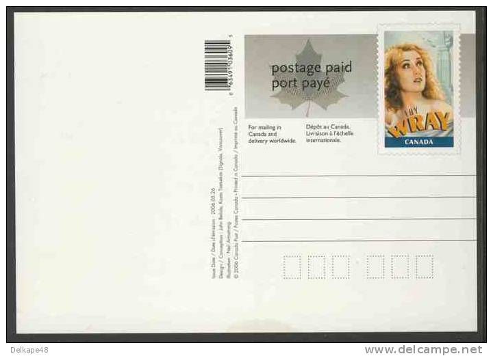 Canada 2006 Postage-paid Postcard - Fay Wray (1907-2004) - Canadian Film Actor In Hollywood - Acteurs