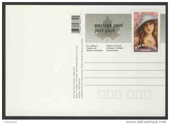 Canada 2006 Postage-paid Postcard - Mary Pickford (1893-1979) - Canadian Film Actor In Hollywood - Acteurs