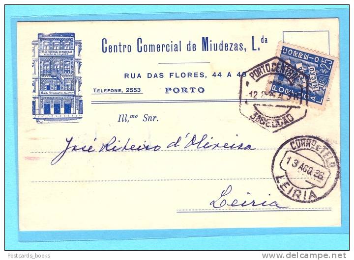 Postal Comercial PUBLICIDADE Loja "Centro Comercial De Miudezas" Rua Das Flores PORTO. 1930s Portugal. Fachada De Loja - Porto