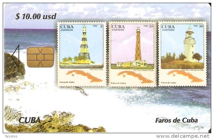 Nº 228 TARJETA DE CUBA DE LA SERIE SELLOS Y FAROS Nº4 (STAMP-LIGHTHOUSE) - Cuba