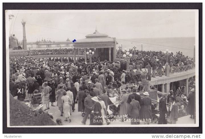 United Kingdom PPC Grand Parade Bandstand Eastbourne SOUTH KENSINGTON 1954 To Denmark Real Photo Véritable - Eastbourne