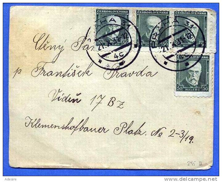 CSSR, 50 H 4 Fach Frankierung 1931 Auf Brief - Briefe U. Dokumente