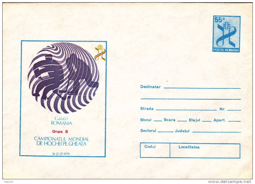 World Championship Ice Hockey 1979 Stationery Entier Postaux  Code.32/79 - Romania. - Hockey (sur Glace)