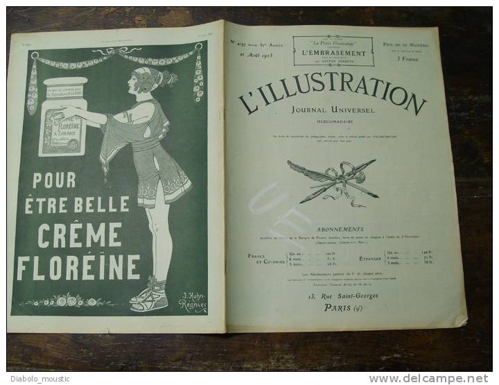 1923 Pub PENNSYLVANIA-HOTEL ;Bayonne ;RUHR ;Carthage ;En Avion à 11000 M; Rallye-Ballon ;  HLM De PARIS ; Moto- Aviette - L'Illustration