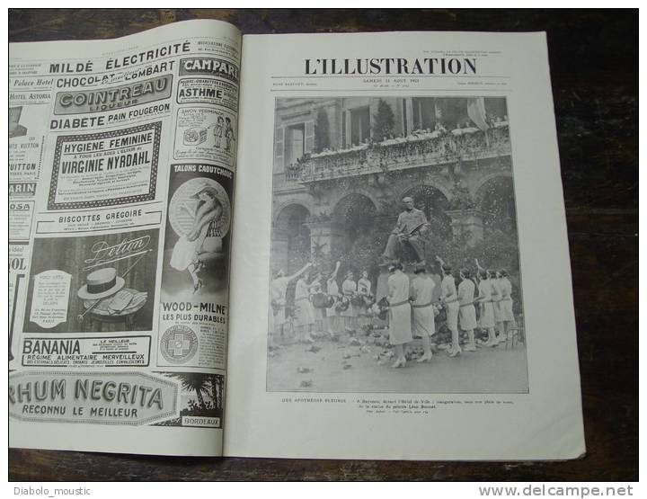 1923 Pub PENNSYLVANIA-HOTEL ;Bayonne ;RUHR ;Carthage ;En Avion à 11000 M; Rallye-Ballon ;  HLM De PARIS ; Moto- Aviette - L'Illustration