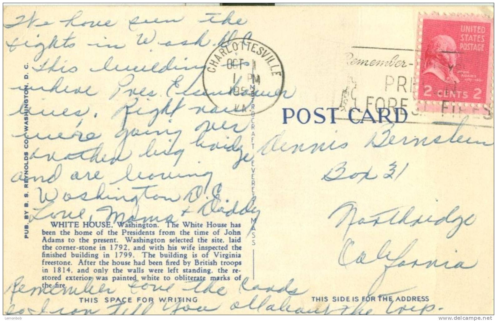 USA – United States – White House, Washington D.C. 1953 Used Linen Postcard [P4686] - Washington DC