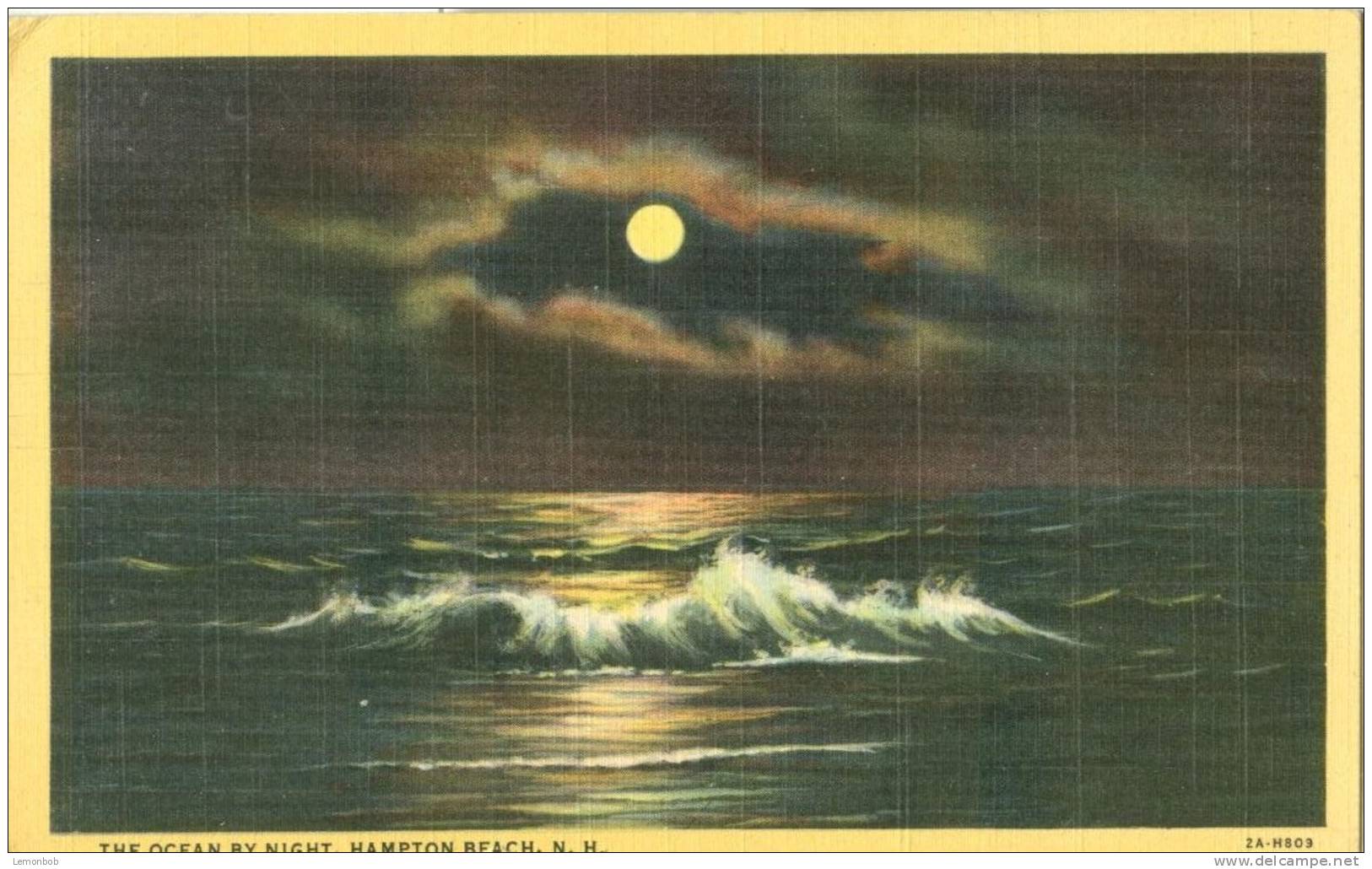 USA – United States – The Ocean By Night, Hampton Beach, NH, 1948 Used Linen Postcard [P4687] - Other & Unclassified