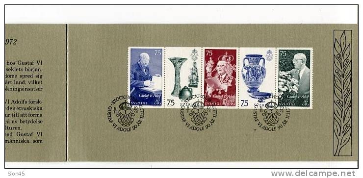 Sweden 1972  Pane Sc 985a Special Card And Cancel.  90th Birthday Of King Gustaf VI Adolf - Gebraucht