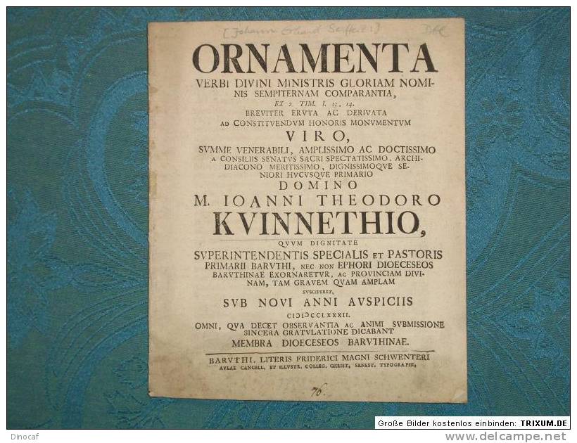 Ornamenta Verbi Divini Ministris Gloriam Nominis 1782 - Old Books