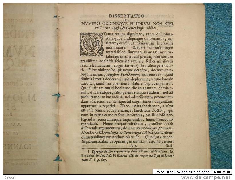 Friderici Augusti De Numero Ordi Specnerus 1717 - Livres Anciens