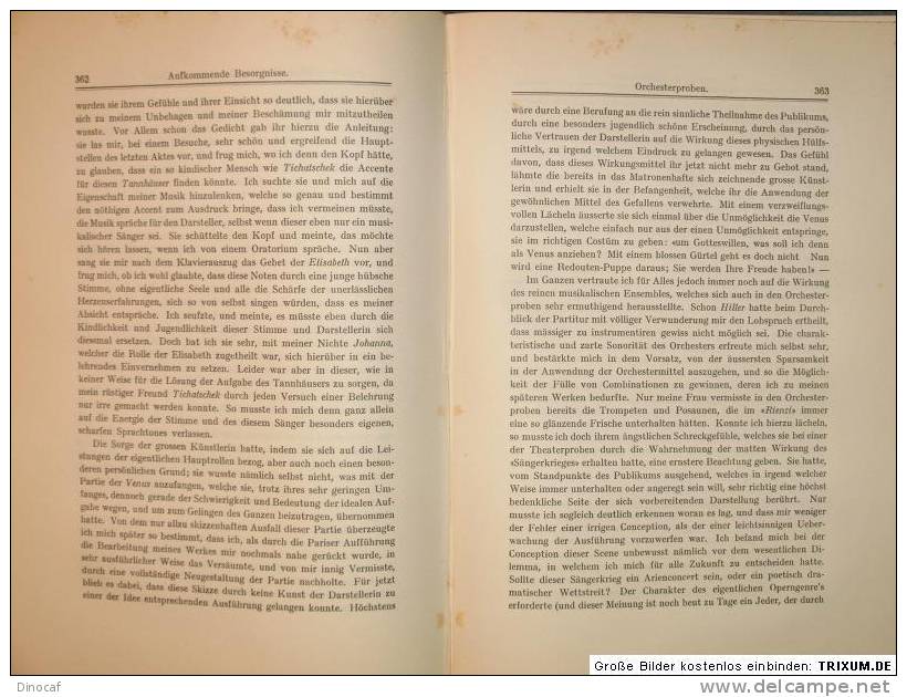 Mein Leben Von Richard Wagner Erster Band 1911, 528 Seiten. Gr. 8°. - Altri & Non Classificati