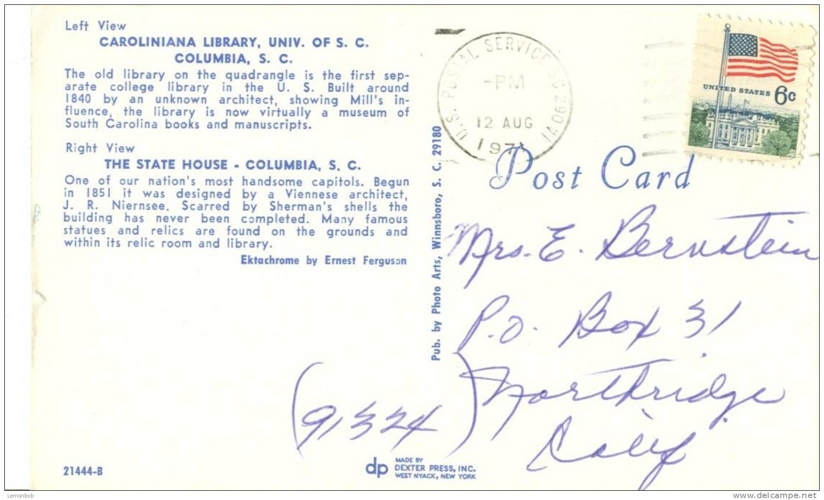 USA – United States – Greetings From Columbia, SC, 1971 Used Postcard [P4739] - Columbia