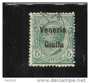 VENEZIA GIULIA 1918 SOPRASTAMPATO D´ITALIA ITALY OVERPRINTED CENT. 5 C USATO USED OBLITERE' - Vénétie Julienne