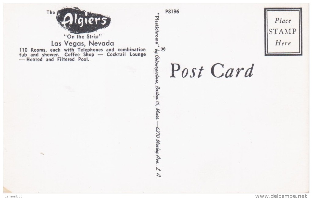 USA – United States – The Algiers On The Strip, Las Vegas Nevada, 1950s Unused Postcard [P4742] - Las Vegas