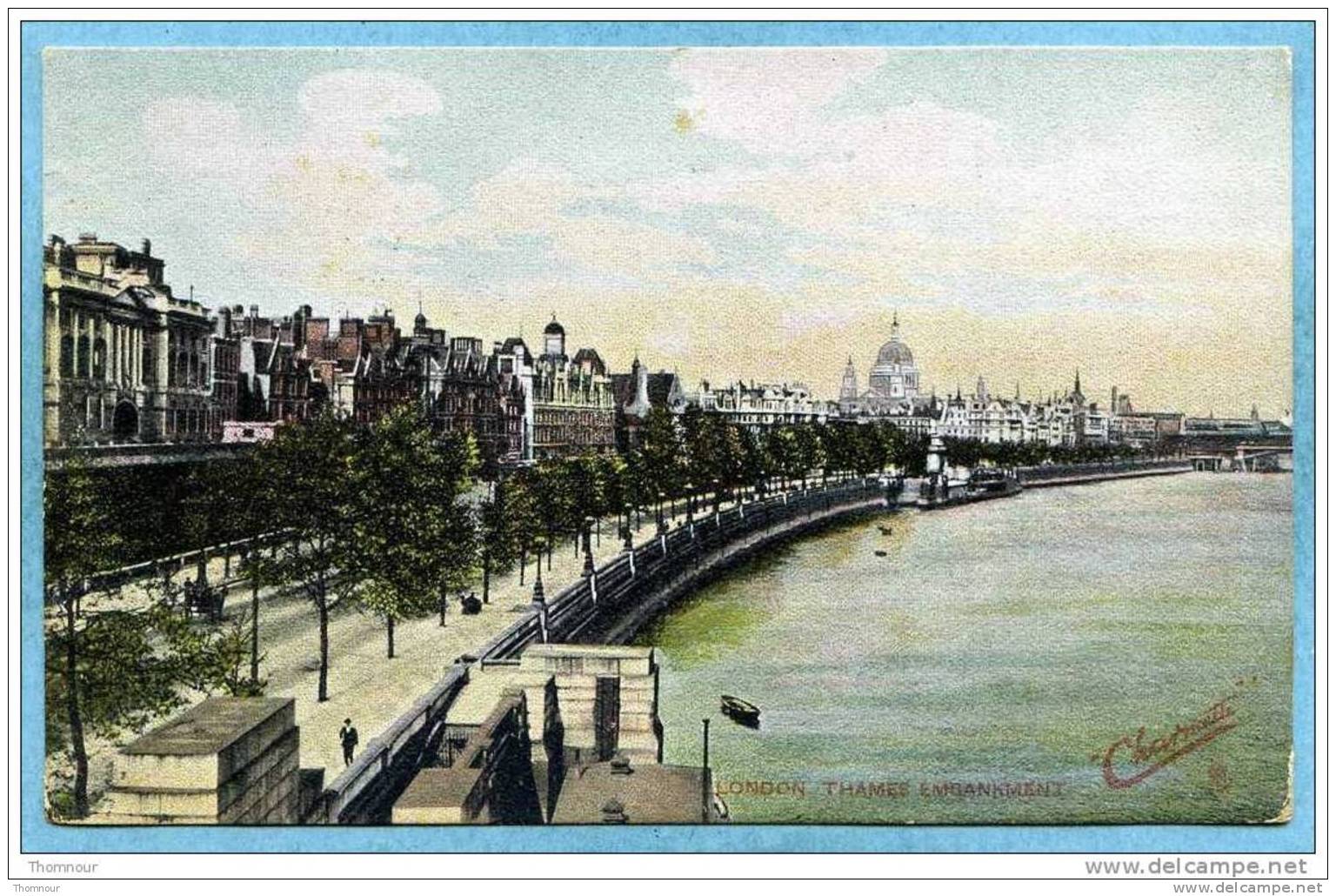 LONDON  -  THAMES  EMBANKMENT -  1908 -  R. Tuck & Sons " Charmette " - - River Thames